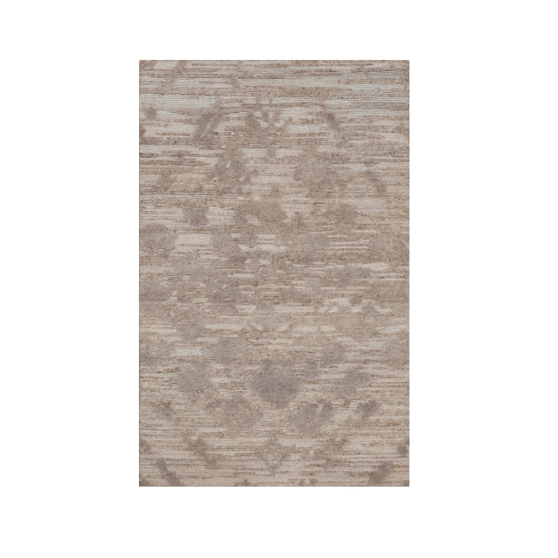 Amphora Brown, Hand Knotted, Modern Criss Cross Erased Design, Hand Spun Undyed Natural Wool, Oriental Rug
